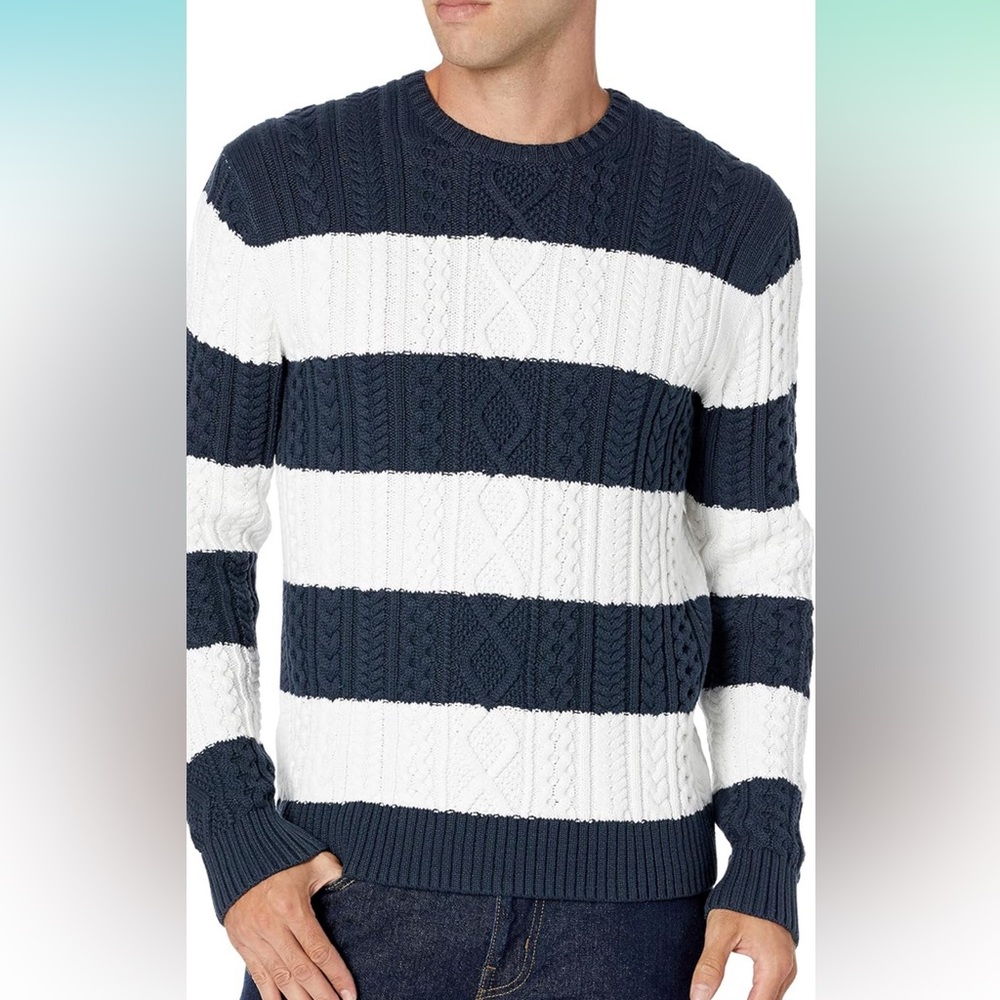 Amazon Essentials Men's Long-Sleeve 100% Cotton Fisherman Cable Crewneck Sweater